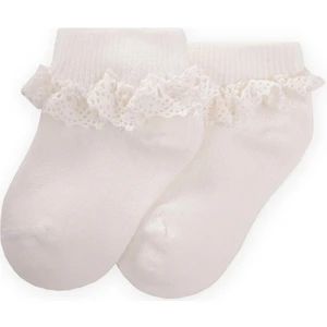 Dantelli Bebe patik Çorabı 0-4 Yaş Ekru