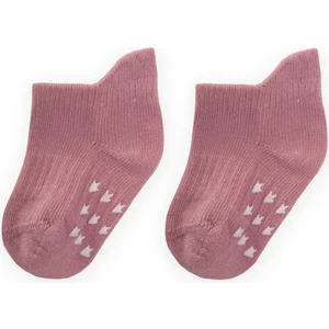 Abs Baskılı Bebe Patik Çorabı 0-4 Yaş Gül Kurusu