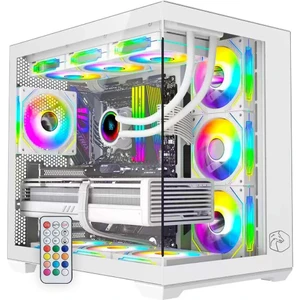 Prime V2 Kumandalı A-rgb 7x120mm Fanlı Özel Vidasız Paneller Beyaz Gaming Boş Bilgisayar Kasası