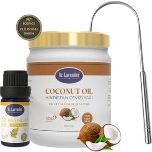 Dr. Lavender 3'lü Doğal Ağız Bakım Seti – Hindistan Cevizi Yağı - Akgünlük Yağı - Dil Temizleyici
