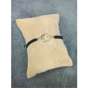 Altın Renk Ay Yıldızlı Makrome Örgü Bileklik