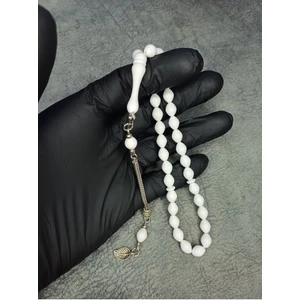 Arpa Kesim Beyaz Toz Kehribar Tesbih