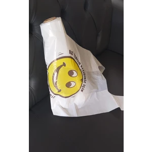 Büyükboy Gülenyüz Baskılı Poşet Market Manav Hışır Atlet Poşet (27X55 cm)