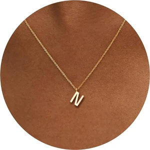 N Harfi Mini 18K Altın Kaplama Harfli Kolye Isimli Kişiye Özel Kolye Hediye Paketli Kutulu