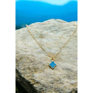 18K Altın Kaplama Mineli Yonca Çelik Kolye