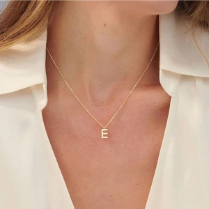 E Harfi Mini 18K Altın Kaplama Harfli Kolye Isimli Kişiye Özel Kolye Hediye Paketli Kutulu