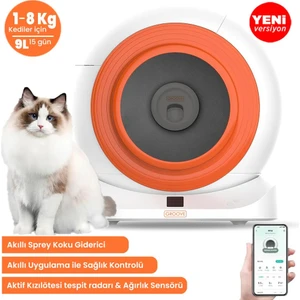Q-Clean Wi-Fi Otomatik Akıllı Kedi Tuvaleti Turuncu (Ultra Sessiz+Akıllı Sprey Koku Giderici+App Kontrol+Akıllı Sensör)