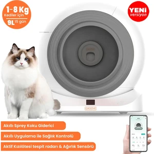 Q-Clean Wi-Fi Otomatik Akıllı Kedi Tuvaleti Gri (Ultra Sessiz+Akıllı Sprey Koku Giderici+App Kontrol+Akıllı Sensör)