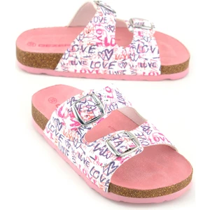 Kız Çocuk Yazlık Rahat Mantar Pvc Taban Iki Toka Ayarlanabilir Günlük Terlik