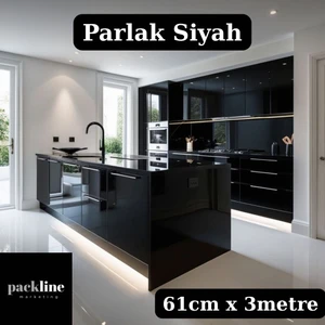 Marketing Parlak Siyah Yapışkanlı Folyo Mutfak Dolap ve Mobilya Kaplama Folyosu 61CMX3M