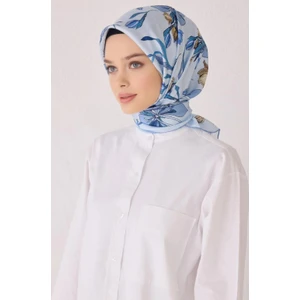 Tivil İpek Eşarp 4037 - 37 Mavi Karışık Desen