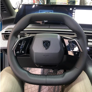 Dikişli Direksiyon Kılıfı Ithal Siyah Deri Siyah Dikişli Peugeot 3008 2008 Için