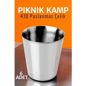 Paslanmaz Çelik Bardak Seti Kamp Piknik Bardağı 6 Adet