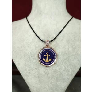 Denizci Çapa Deri Ipli Çelik Kolye