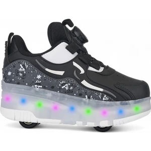 Nils Erkek Çocuk Patenli, Işıklı Rahat Siyah Spor ve Günlük Ayakkabı&Sneaker | Yeni Model Tarz Patenli Kaykay Ayakkabı