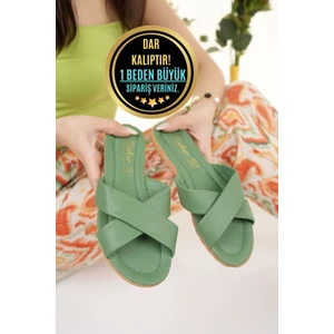 Kadın Günlük Terlik Yeşil Yazlık Deniz Plaj Çeyiz Misafir Dış Mekan ve Ev Terliği