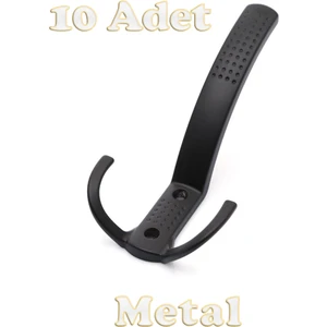 Noktalı Portmanto Vestiyer Duvar Dolap Elbise Askısı Siyah Metal Mobilya Kapı Askılığı Askılık (10 Adet)