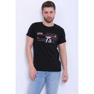Unisex Bisiklet Yaka Baskılı T-Shirt