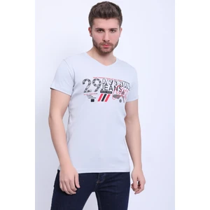 Unisex V Yaka Baskılı T-Shirt