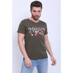 Unisex V Yaka Baskılı T-Shirt