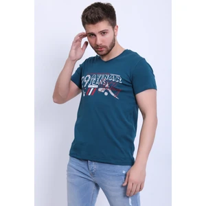 Unisex V Yaka Baskılı T-Shirt