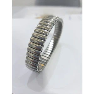 Vitrin Accessories Çelik Bileklik Metal Elastikli Düz Desen Model 1 cm Genişlik 18 cm Unisex Gümüş Silver