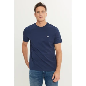 Regular Fit Normal Kesim Bisiklet Yaka Pamuklu Lacivert Tişört