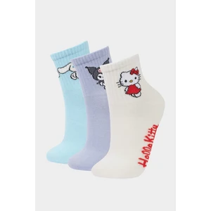 Kız Çocuk Hello Kitty 3'lü Pamuklu Uzun Çorap F6702A8NS