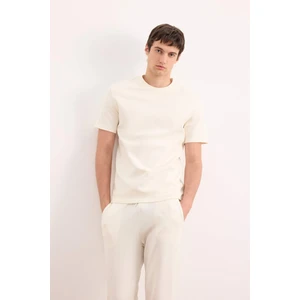 Regular Fit Bisiklet Yaka Kısa Kollu Pamuklu Ağır Kumaş Tişört E2587AX25SM