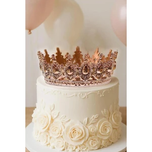 Pasta Üstü Tacı Mika Doğum Günü Taç Rose Gold