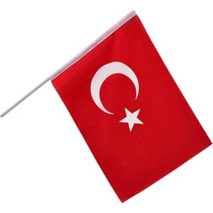 Sopalı Türk Bayrağı 20X30 cm Bez ( Kumaş Malzemeden Üretilmiştir )