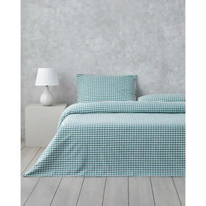 Clouded Grid Ipliği Boyalı Tek Kişilik Nevresim Takımı 160X220 cm Koyu Yeşil