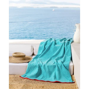 Madame Coco Hicampe Pamuk Plaj Havlusu - Turkuaz – 70 x 150 cm