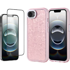 Apple iPhone 16E Kılıf Taşlı Tasarımlı Zore Kapi Kapak + Temperli Cam Ekran Koruyucu