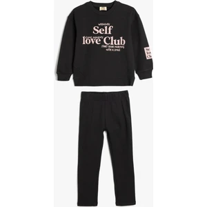 Eşofman Takımı Slogan Baskılı Pamuklu Şardonlu