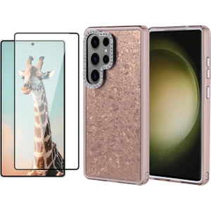 Samsung Galaxy S25 Ultra Kılıf Taşlı Tasarımlı Zore Kapi Kapak + Temperli Cam Ekran Koruyucu