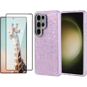 Samsung Galaxy S25 Ultra Kılıf Taşlı Tasarımlı Zore Kapi Kapak + Temperli Cam Ekran Koruyucu