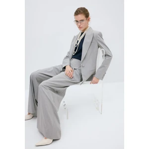 Pile Detaylı Geniş Paça Pantolon