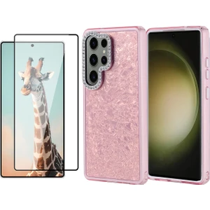 Samsung Galaxy S25 Ultra Kılıf Taşlı Tasarımlı Zore Kapi Kapak + Hayalet Cam Ekran Koruyucu