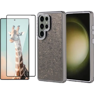 Samsung Galaxy S25 Ultra Kılıf Taşlı Tasarımlı Zore Kapi Kapak + Temperli Cam Ekran Koruyucu