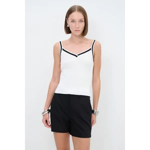 Kontrast İp Askılı Triko Bluz