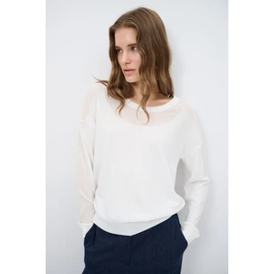 Love My Body Tül Detaylı Triko Kazak Kemik 139L9361000