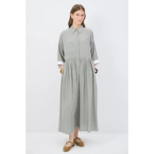 Cep detaylı gömlek elbise