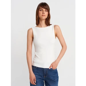 10764 Kayık Yaka Fitilli Triko Bluz-Ekru