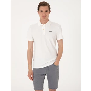 Pierre Cardin Erkek Ekru Slim Fit Örme Dokulu Polo Yaka Tişört 50309946-VR019