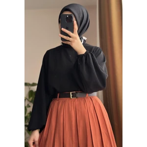 Ande Tesettür Geniş Pileli Etek - Somon