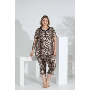 Angelique Bambu Kumaş Kısa Kol Dantel Detaylı Kadın Kapri Takım 22263