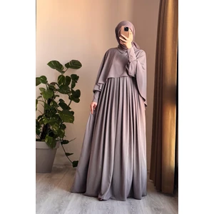 Ande Tesettür Pelerinli Elbise-Duman