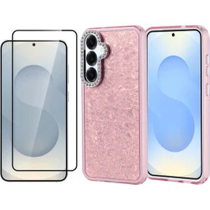 Samsung Galaxy S25 Kılıf Taşlı Tasarımlı Zore Kapi Kapak + Temperli Cam Ekran Koruyucu