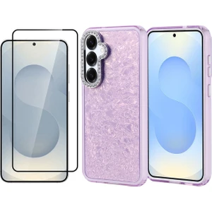 Samsung Galaxy S25 Kılıf Taşlı Tasarımlı Zore Kapi Kapak + Temperli Cam Ekran Koruyucu